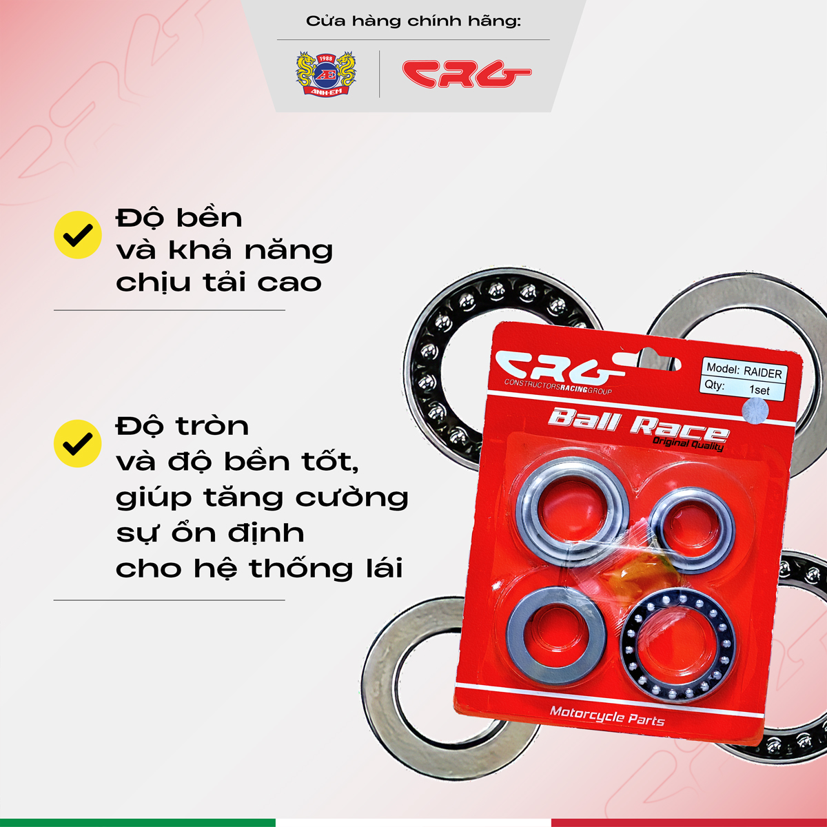 Chén cổ bi tròn tăng bi chống lỏng cổ CRG cho các dòng xe Honda Yamaha phổ thông