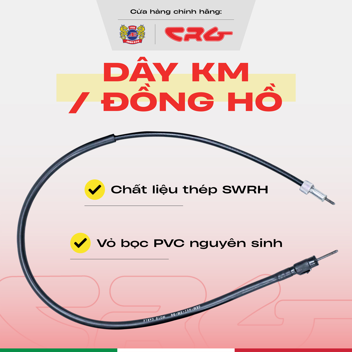 Dây công tơ mét báo tốc độ CRG thép bền bỉ phù hợp tất cả dòng xe