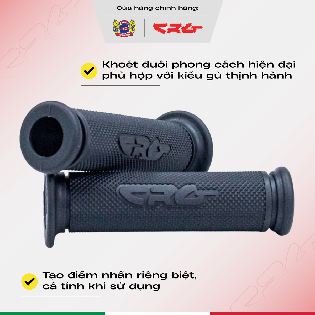 Bao tay xe máy Êm Mượt Nhẹ Nhàng CRG 1588 Gai Nhỏ Mịn (Cặp) Đen