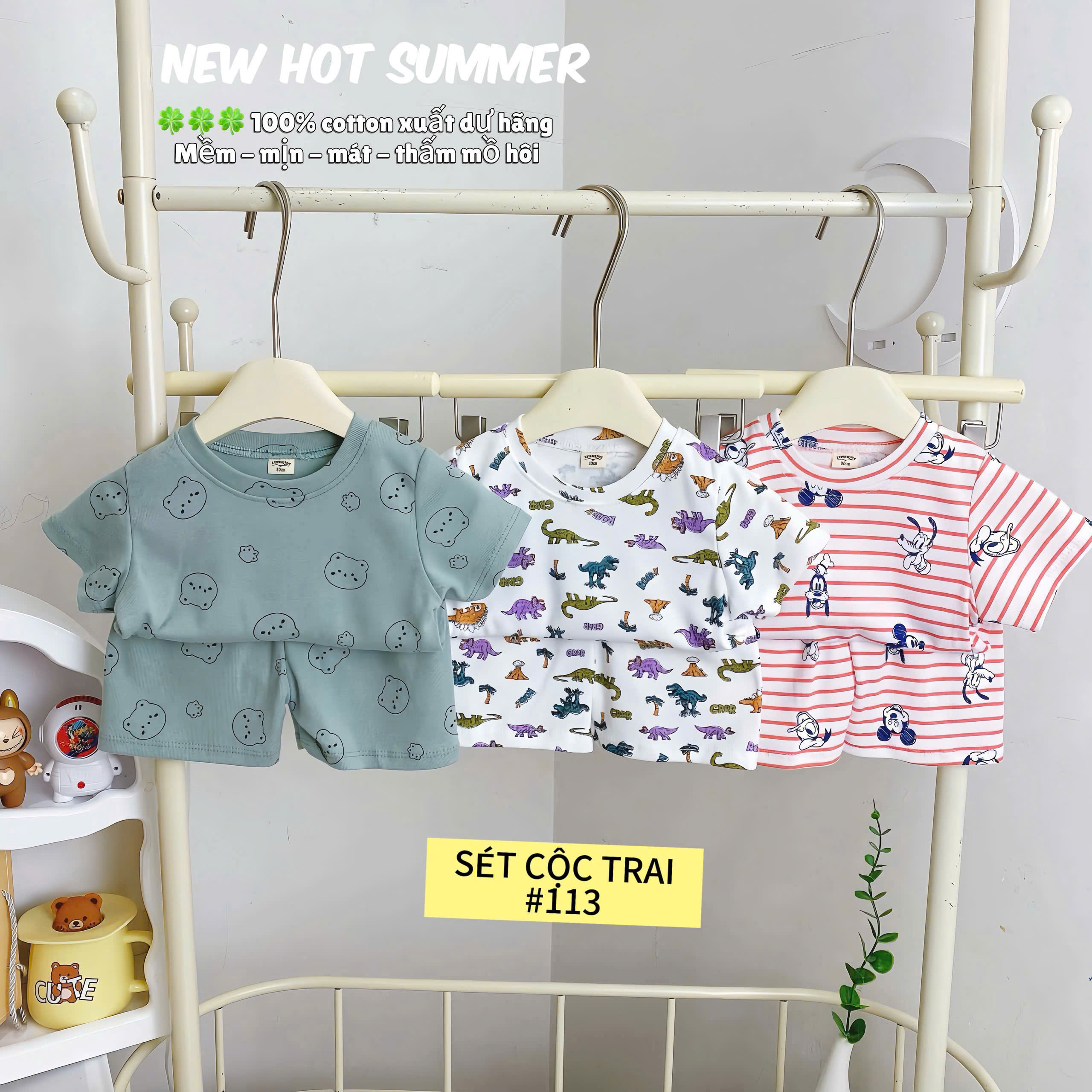 LYNHKIDS_SET 3 BỘ CỘC TAY XUẤT DƯ BÉ TRAI – Mẫu mới nhất 2025