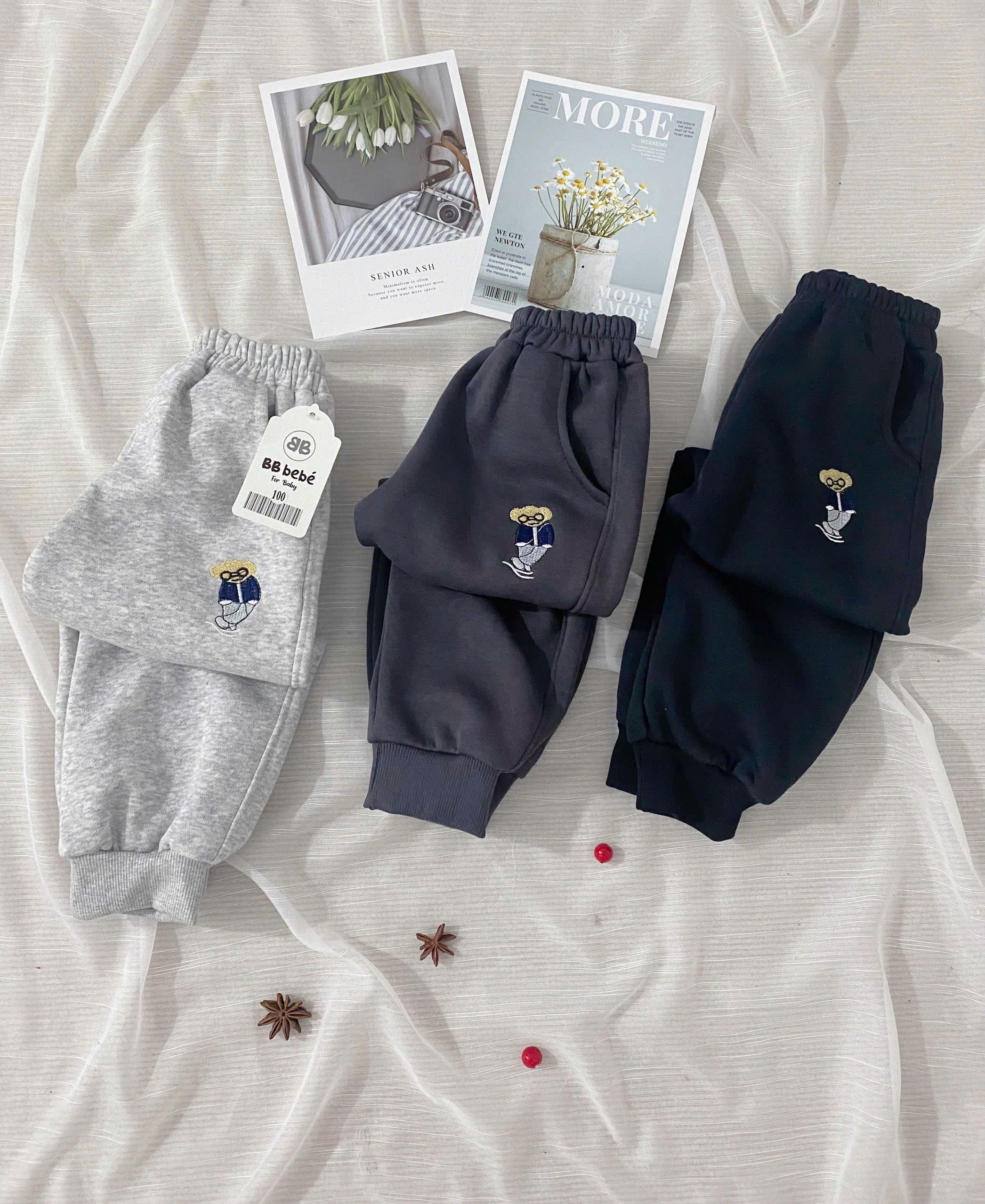 SET 3 QUẦN NỈ BÉ TRAI SIÊU DÀY SIÊU ẤM HÌNH GẤU DỄ THƯƠNG