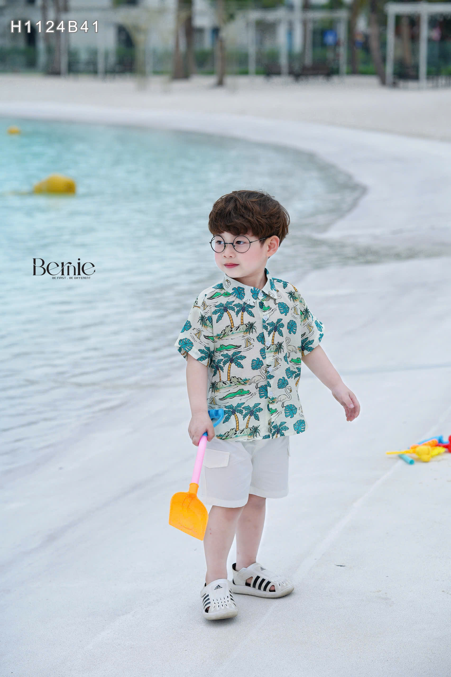 BERNIE_BỘ ĐŨI ĐI BIỂN HOẠ TIẾT CHIM HẠC CHO BÉ TRAI