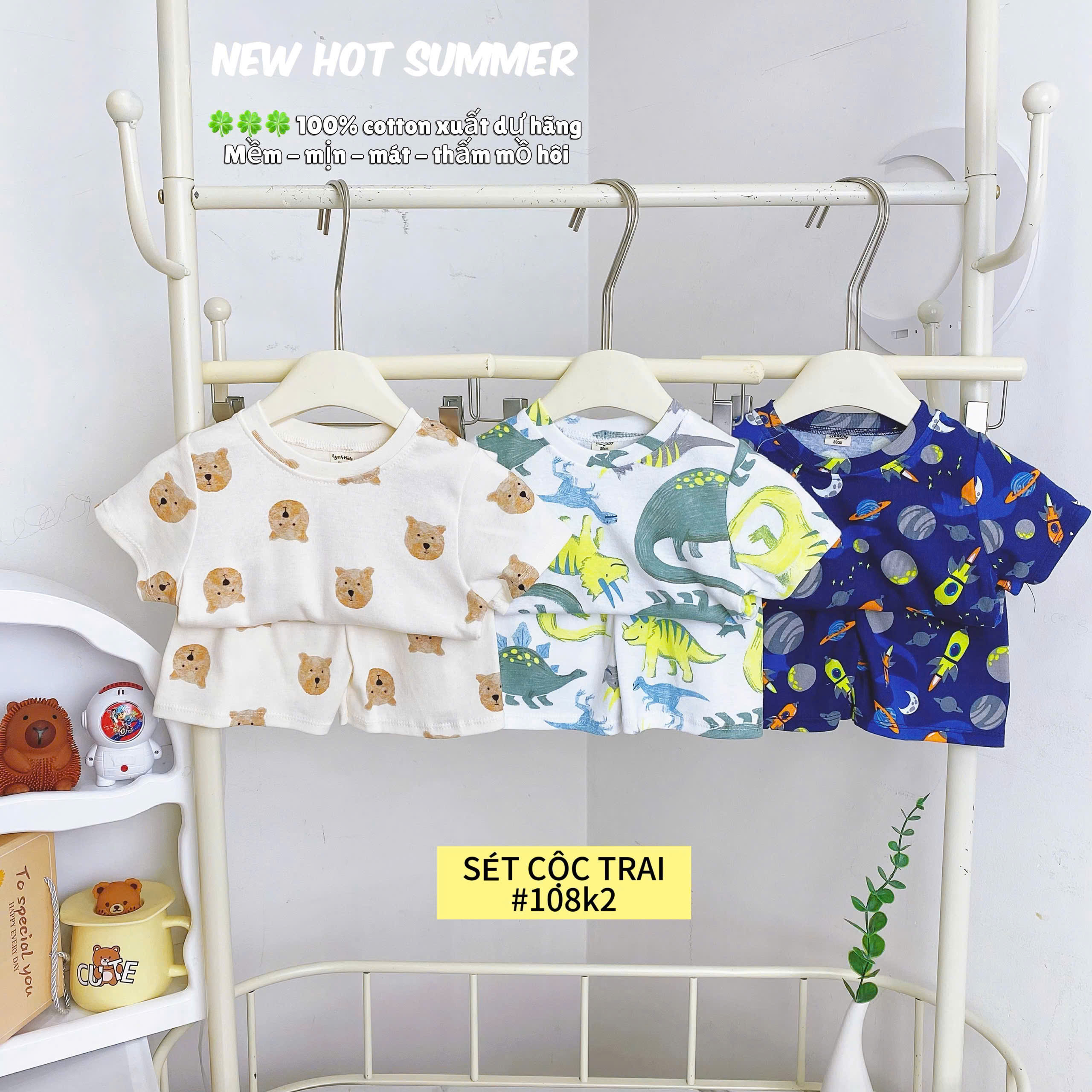 LYNHKIDS_SET 3 BỘ CỘC TAY XUẤT DƯ BÉ TRAI – Mẫu mới nhất 2025
