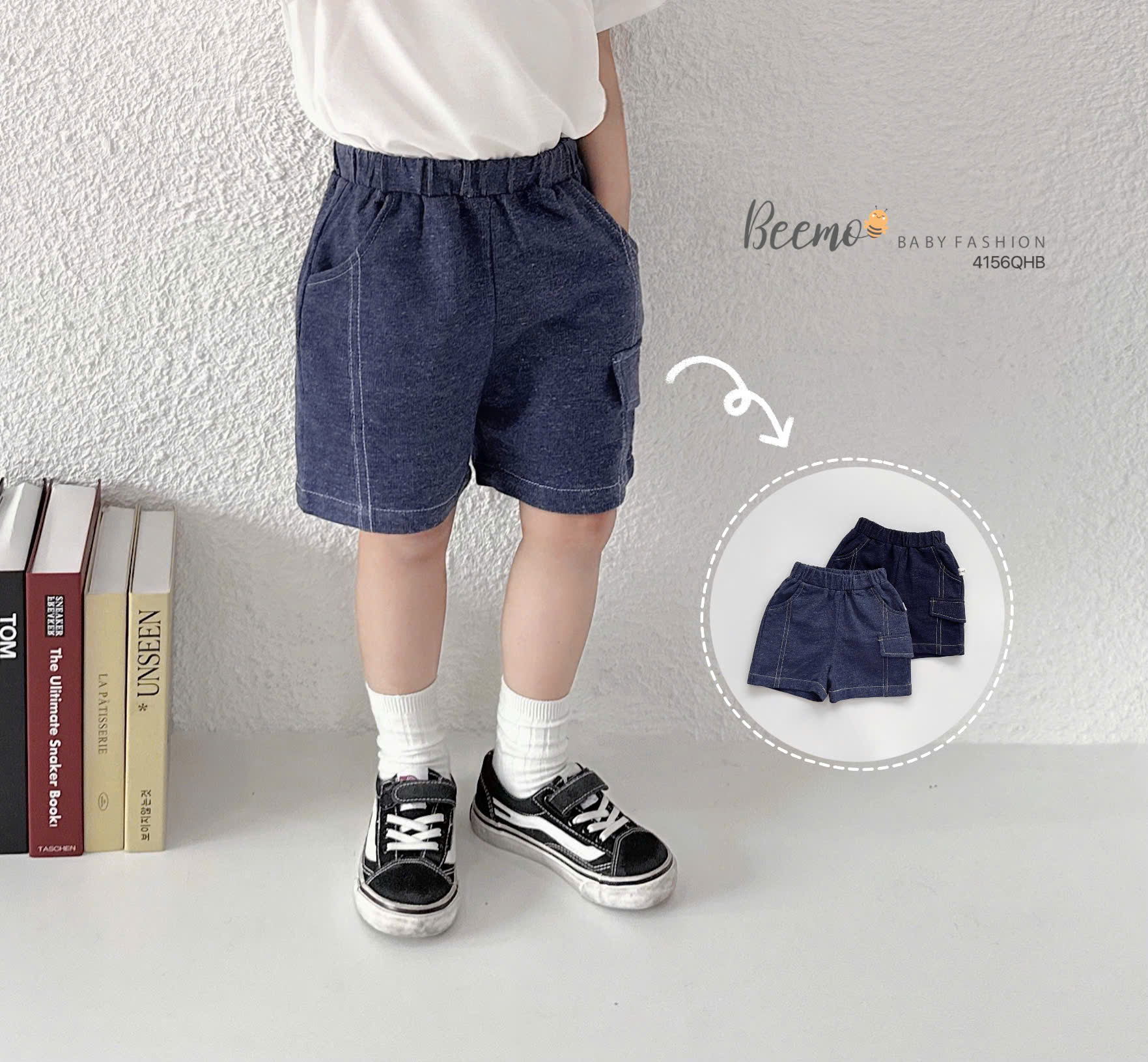 BEEMO_QUẦN SHORTS DA CÁ GIẢ BÒ PHỐI TÚI