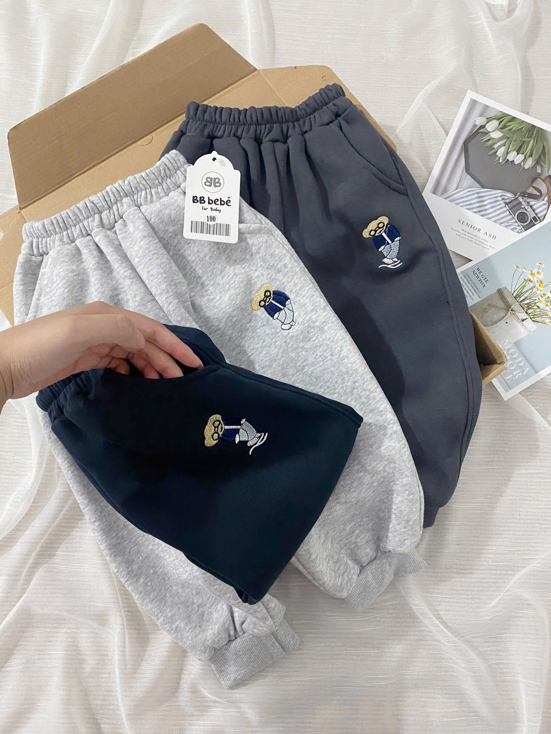 SET 3 QUẦN NỈ BÉ TRAI SIÊU DÀY SIÊU ẤM HÌNH GẤU DỄ THƯƠNG