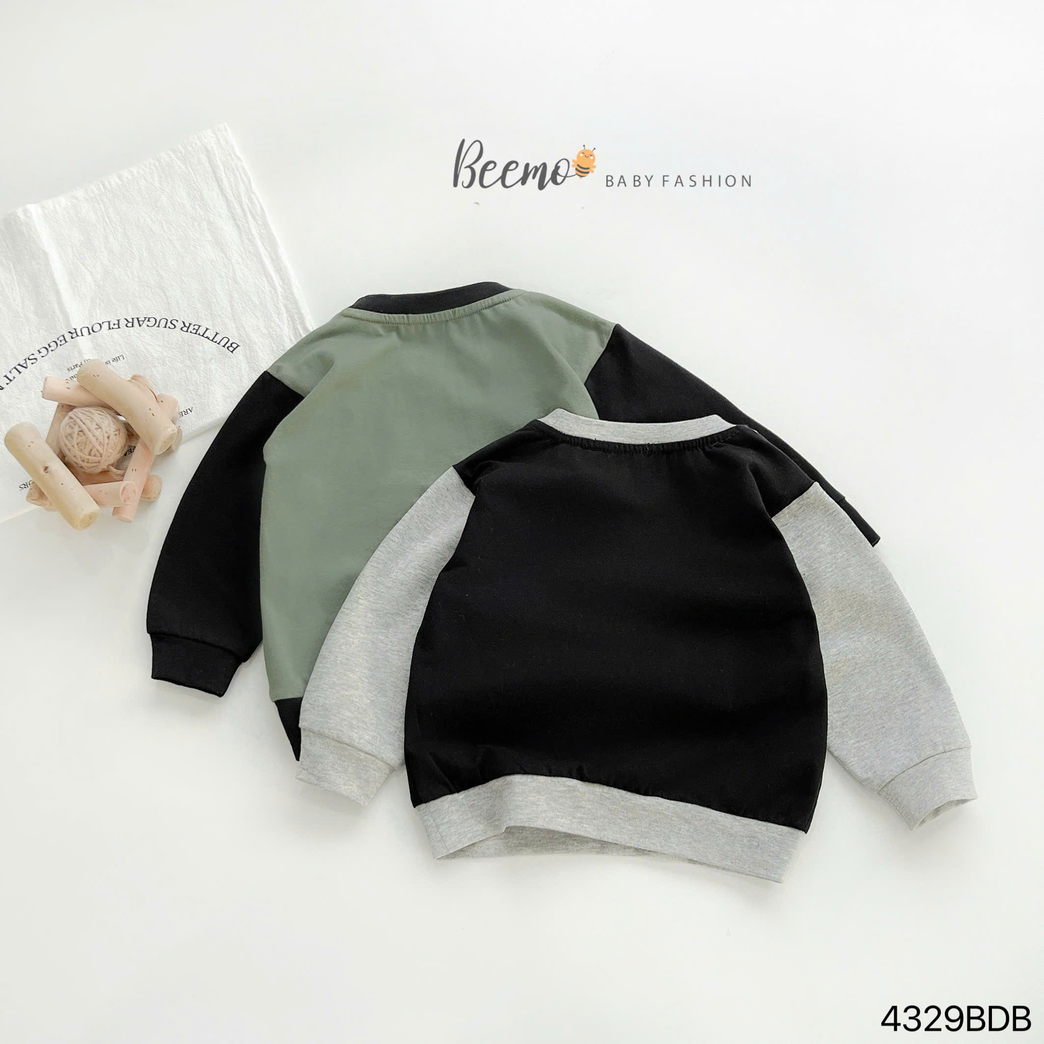 BEEMO_SET COTTON DAI TAY PHỐI THÂN STUDIO CHO BÉ TRAI