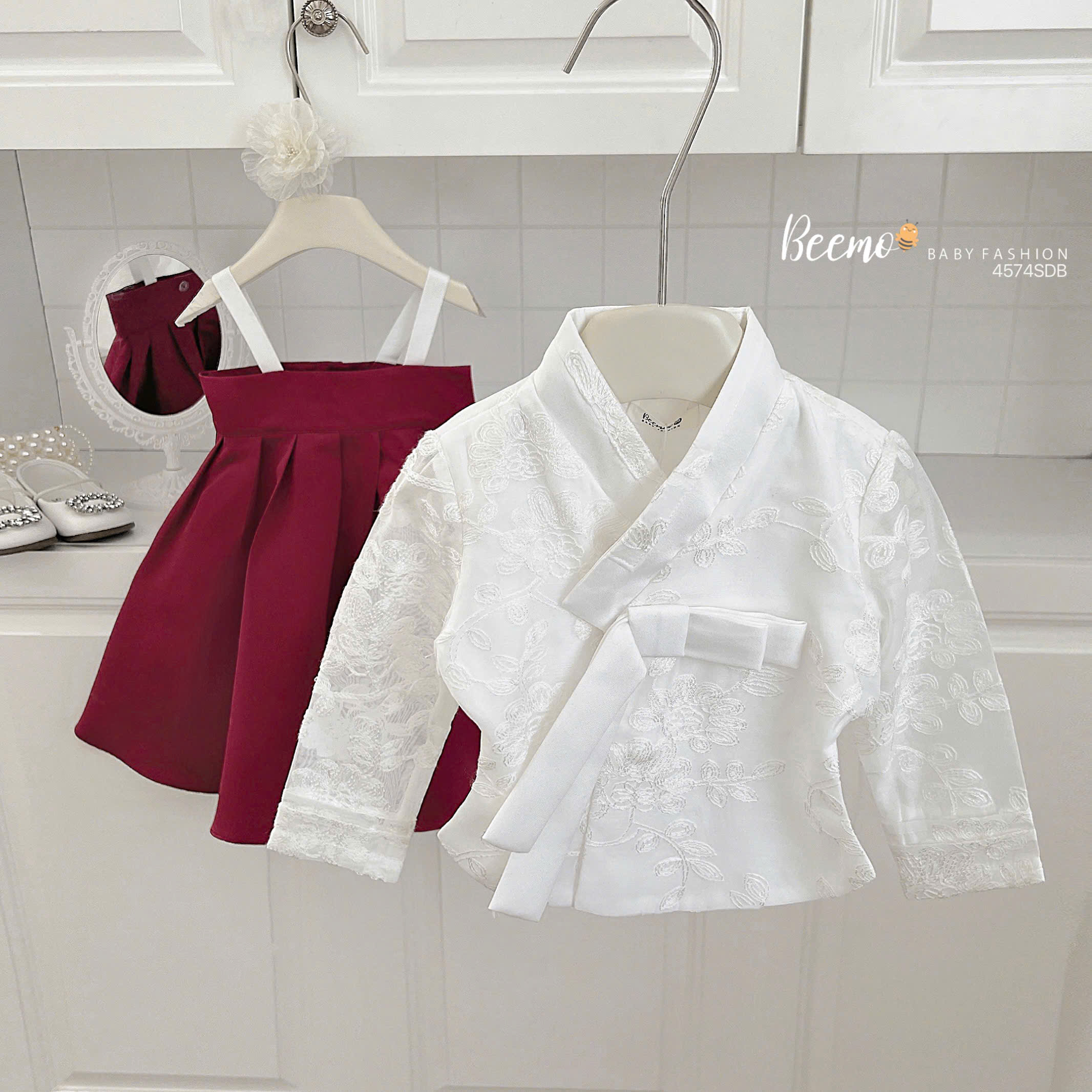 BEEMO_SET HANBOK TAFTA ĐẲNG CẤP, PHỐI REN HOA TINH TẾ CHO BÉ GÁI