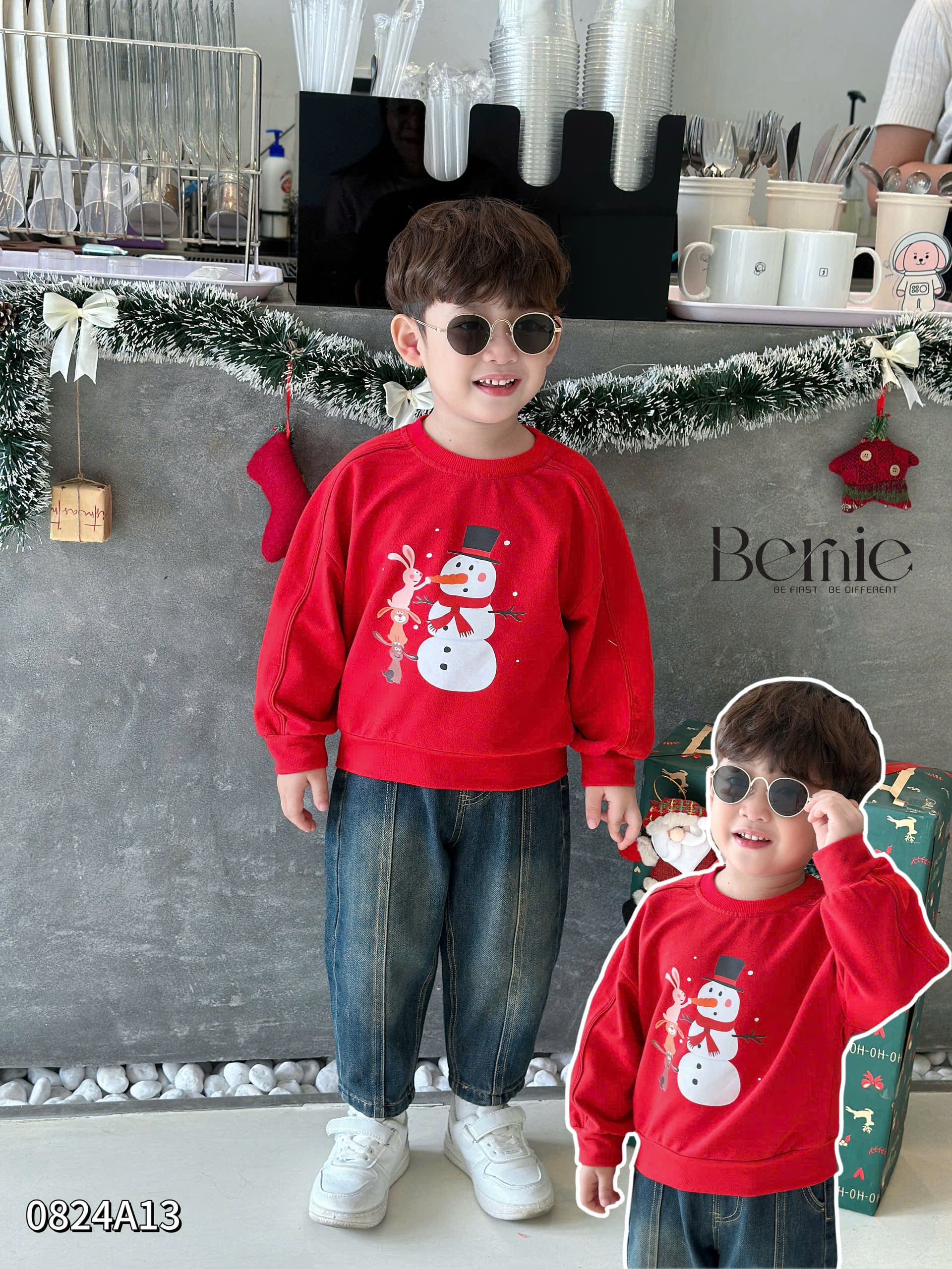 BERNIE_ÁO NOEL ĐỎ 4 HỌA TIẾT NOEL DỄ THƯƠNG CHO BÉ TRAI GÁI