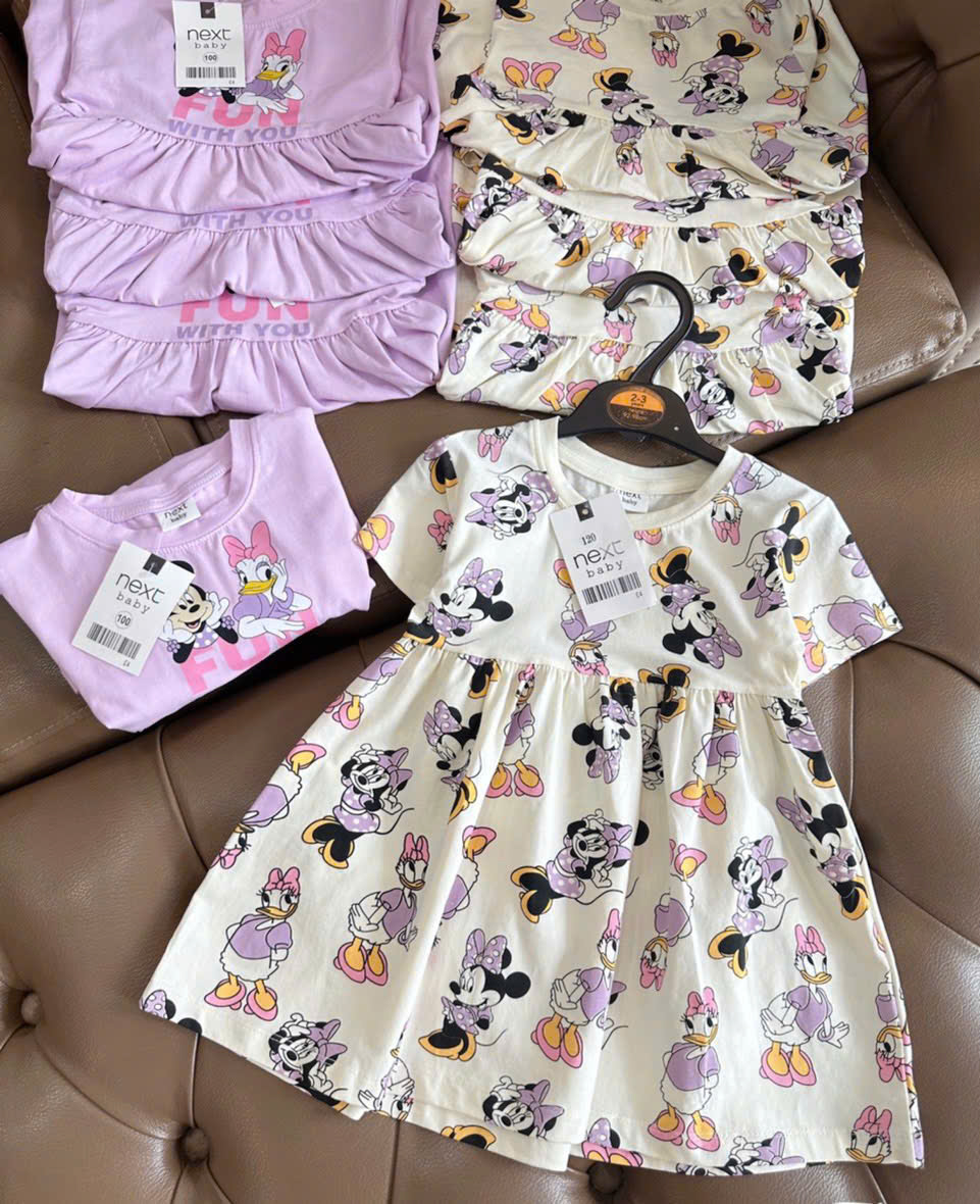 COMBO 2 VÁY MICKEY TÍM TRẮNG CHO BÉ GÁI