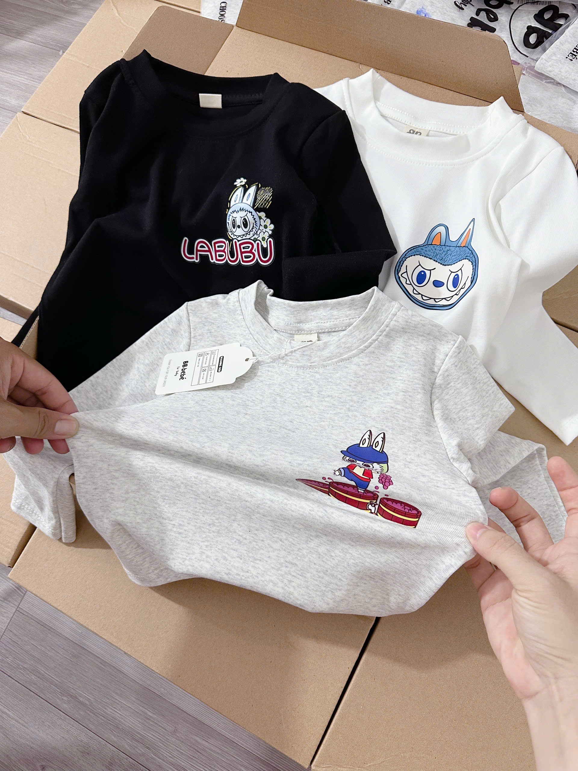 COMBO 3 ÁO ZIP DÀY DẶN LOẠI 1 IN HÌNH LABUBU DÀI TAY BÉ TRAI BÉ GÁI