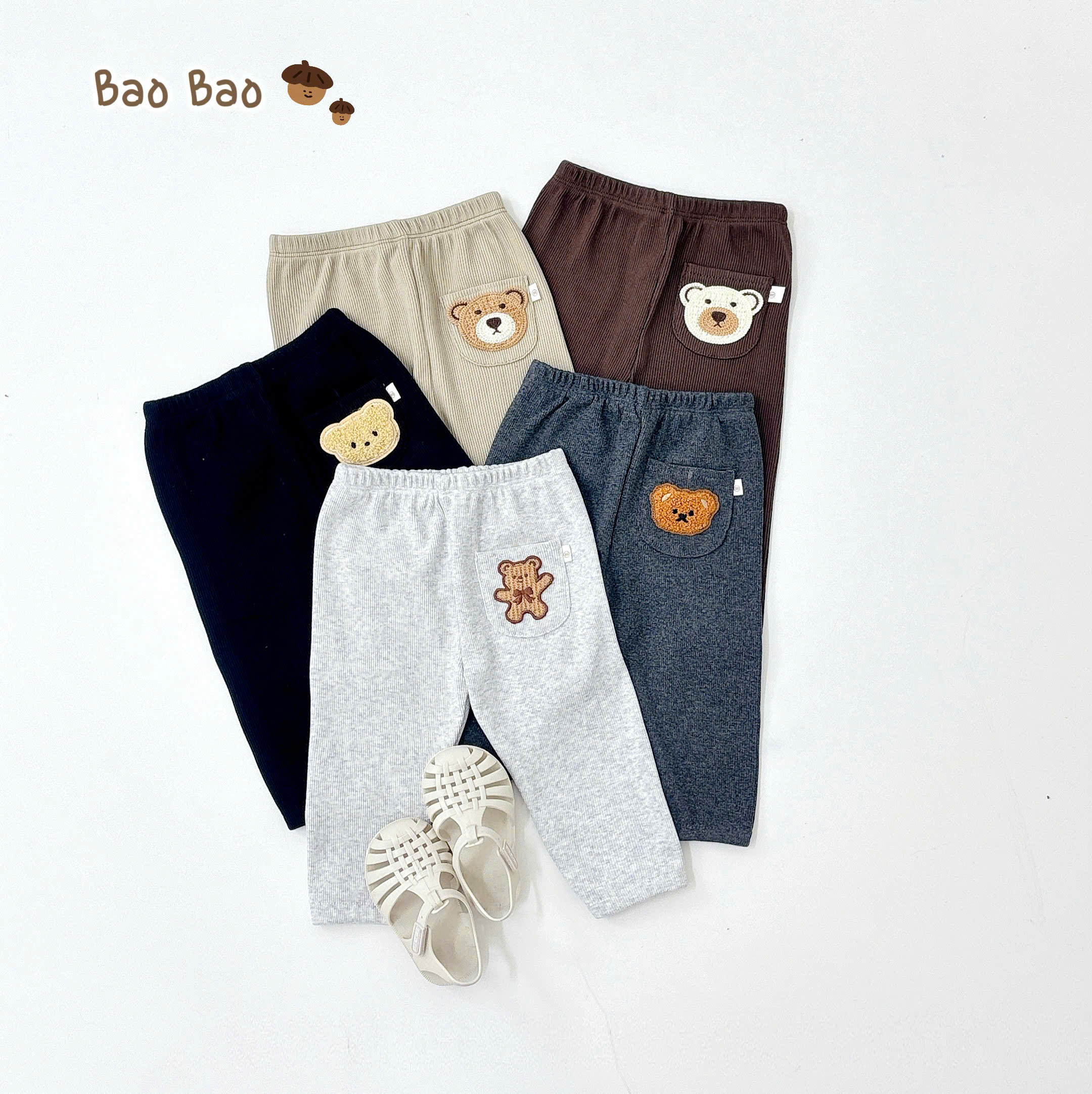 QUẦN LEN GÂN THÊU HÌNH CHO BÉ