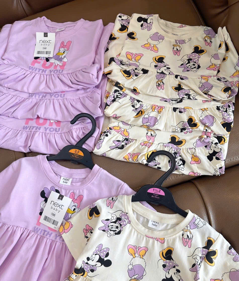 COMBO 2 VÁY MICKEY TÍM TRẮNG CHO BÉ GÁI