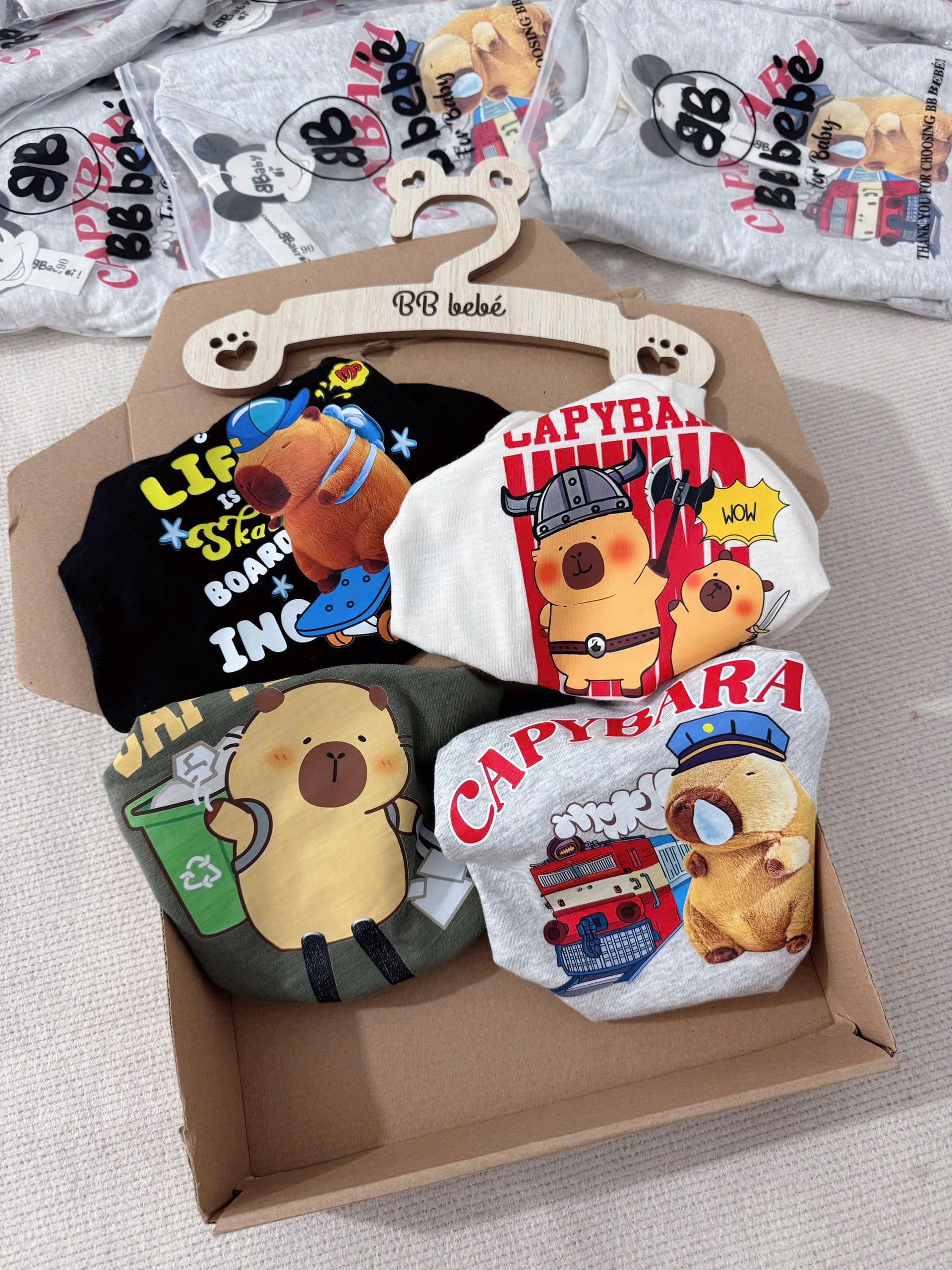 SIÊU DEAL SET 4 ÁO PHÔNG CHO BÉ CAPYBARA