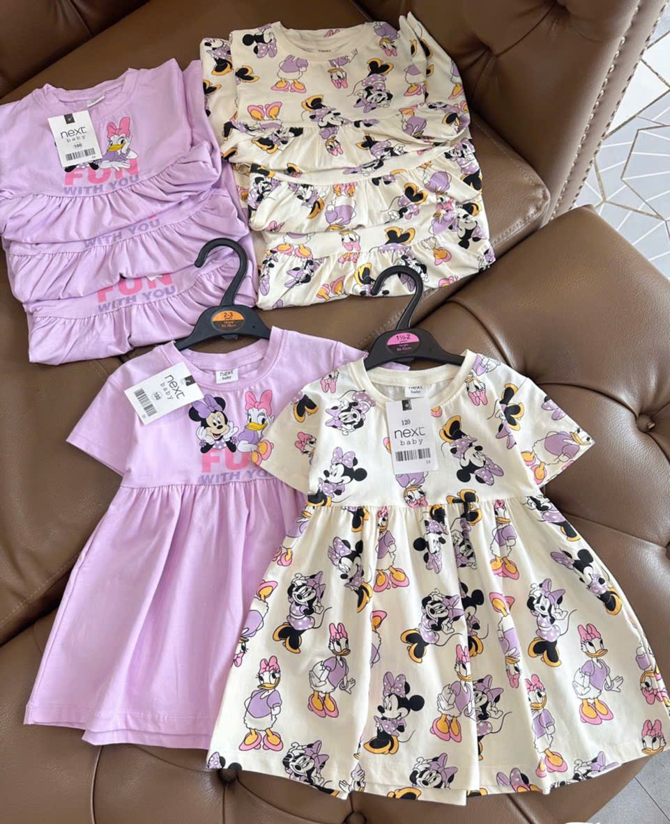 COMBO 2 VÁY MICKEY TÍM TRẮNG CHO BÉ GÁI