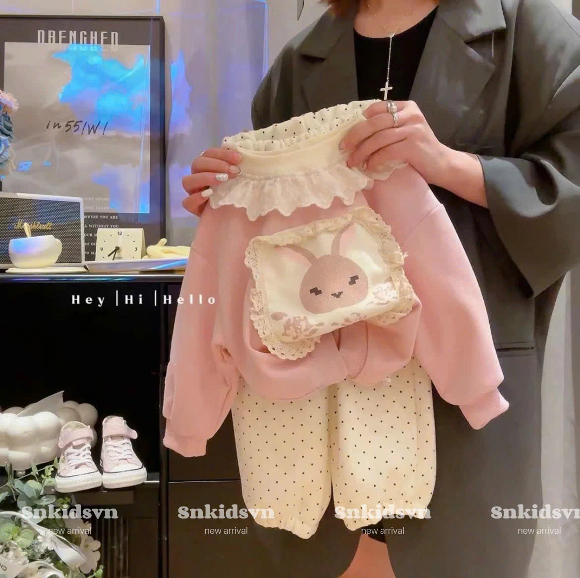 BỘ NỈ 2 DA QUẦN BI CHO BÉ GÁI