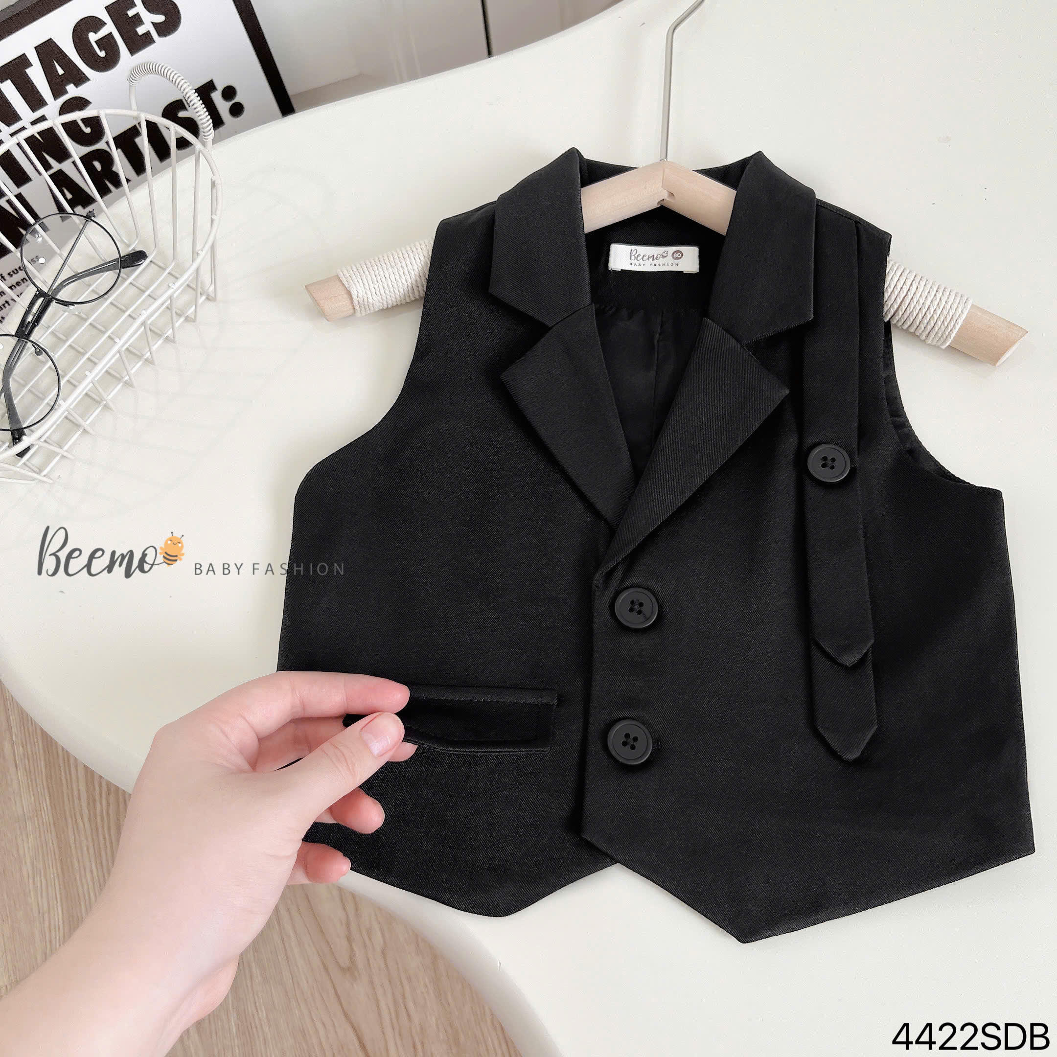 BEEMO_SET BỘ 3 MÓN ÁO GILE, ÁO GIỮ NHIỆT, QUẦN BAGGY CHO BÉ TRAI