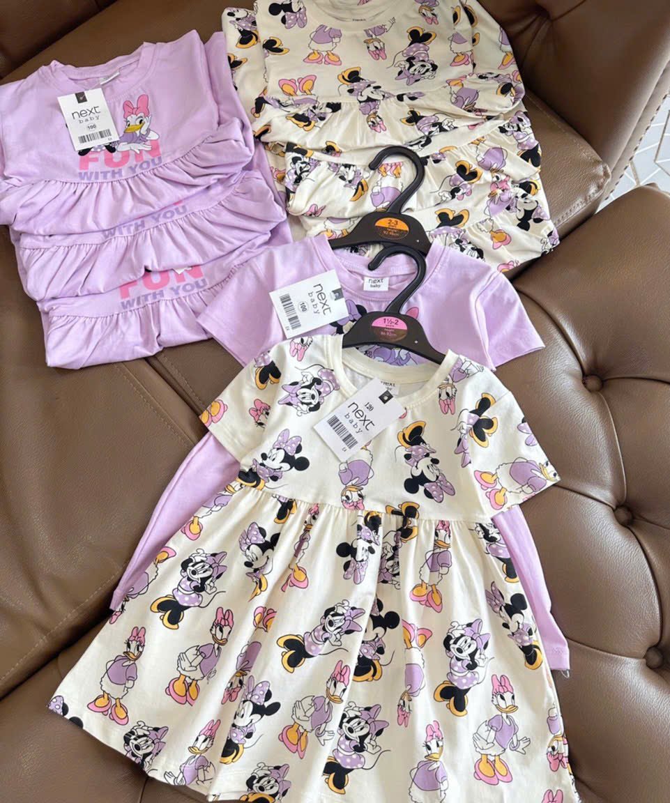 COMBO 2 VÁY MICKEY TÍM TRẮNG CHO BÉ GÁI