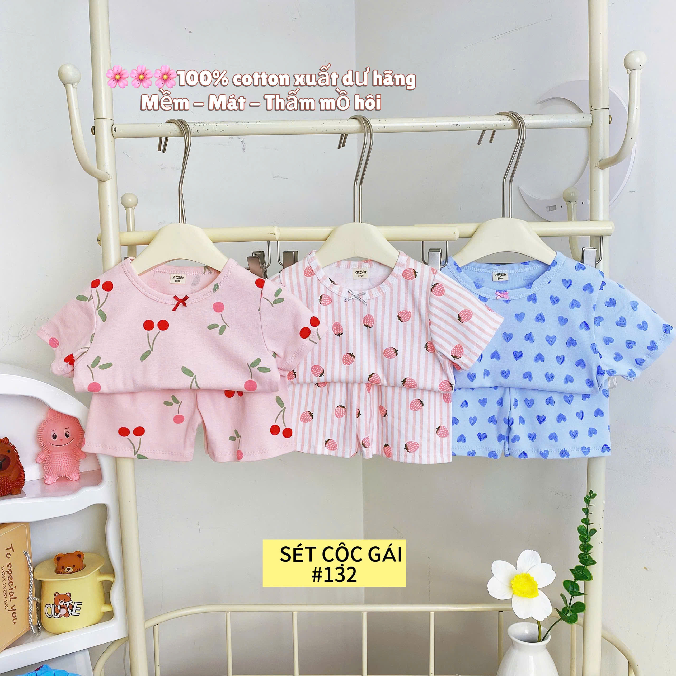 LYNHKIDS_SET 3 BỘ COTTON CỘC XUẤT DƯ BÉ GÁI HÃNG LYNH – MẪU MỚI NHẤT 2025
