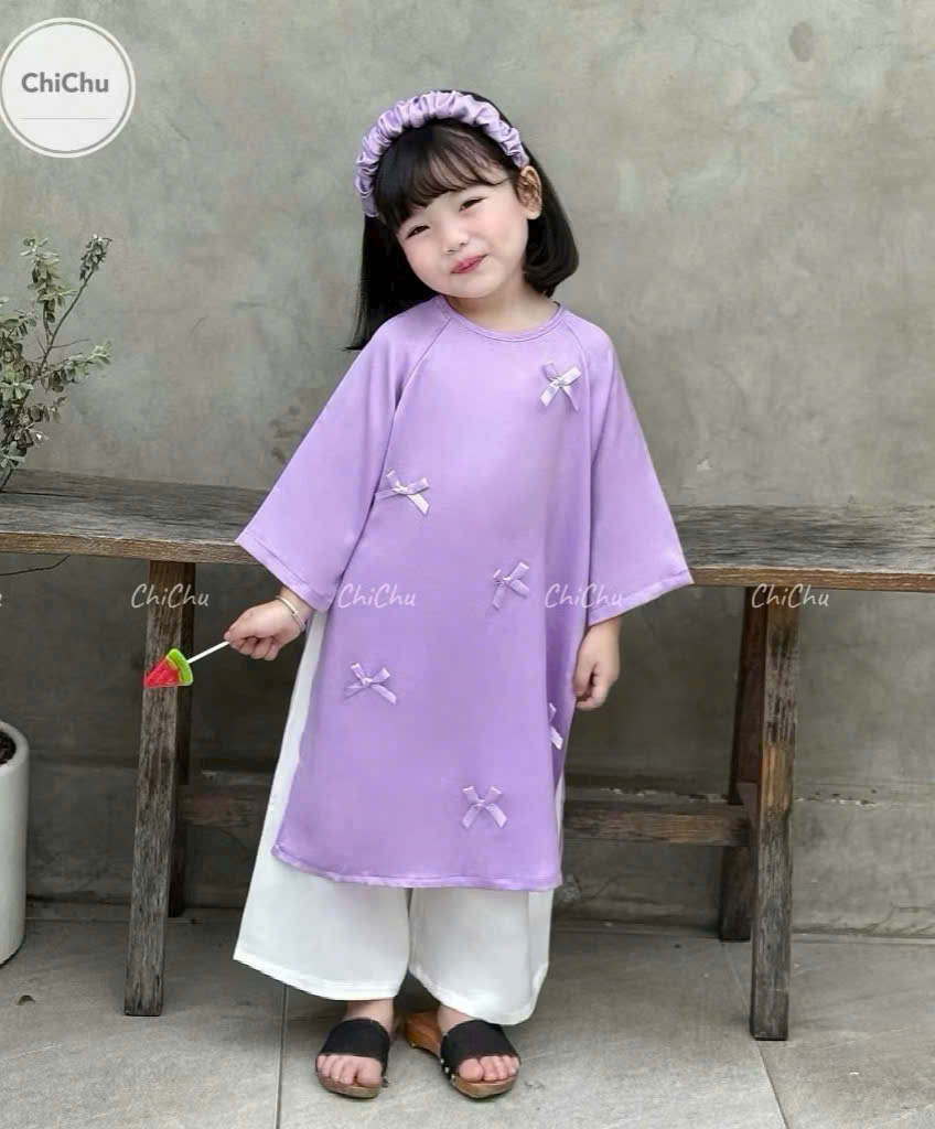 SET ÁO DÀI TÍM MÔNG MƠ CHO BÉ GÁI