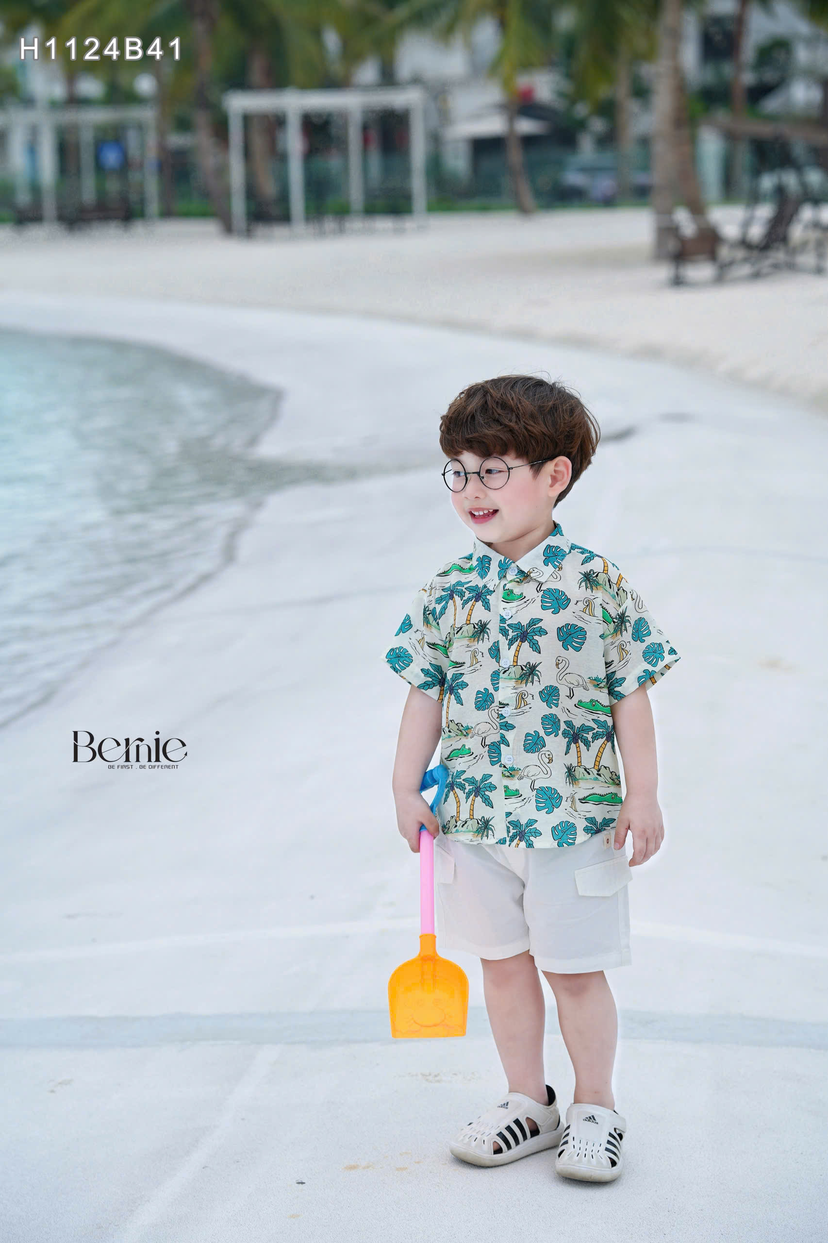 BERNIE_BỘ ĐŨI ĐI BIỂN HOẠ TIẾT CHIM HẠC CHO BÉ TRAI