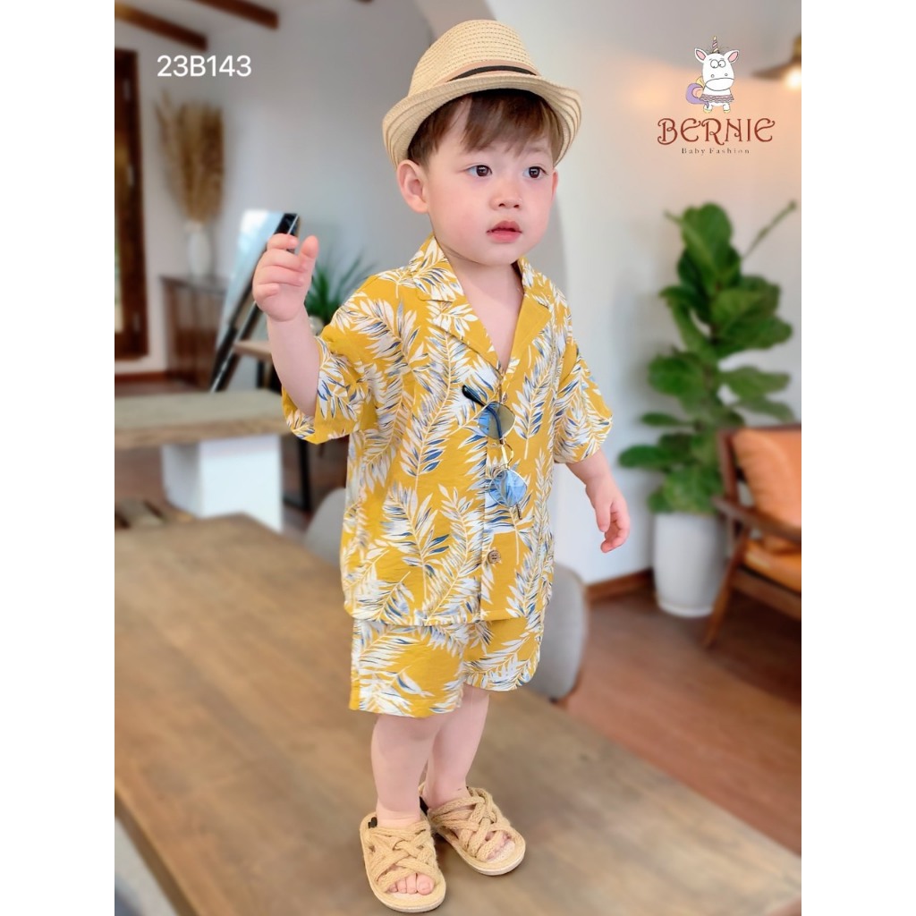 BERNIE_BỘ SƠ MI ĐŨI MỀM ĐI BIỂN CHO BÉ TRAI