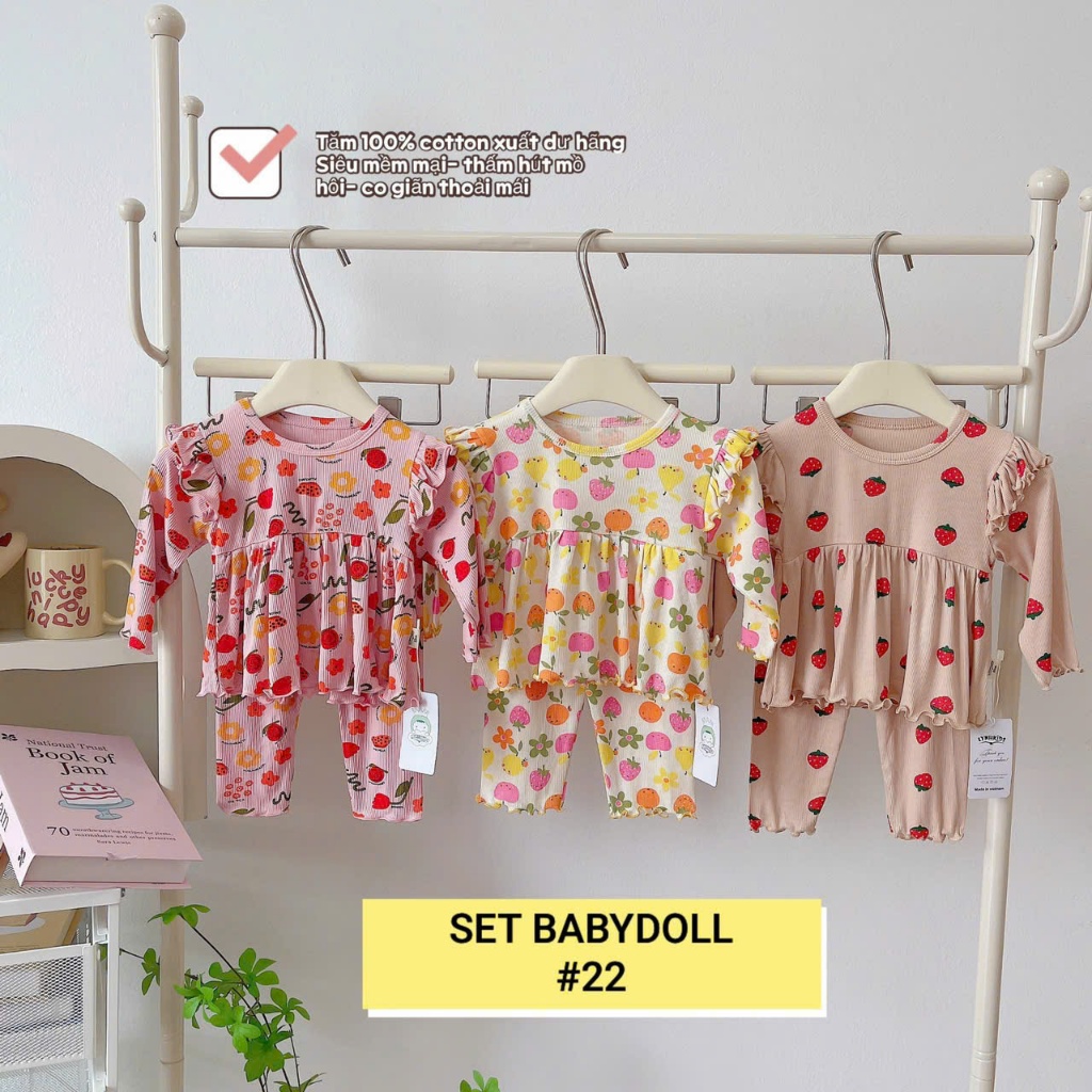 COMBO 3 BỘ TĂM BABYDOLL CÁNH TIÊN BÉ GÁI