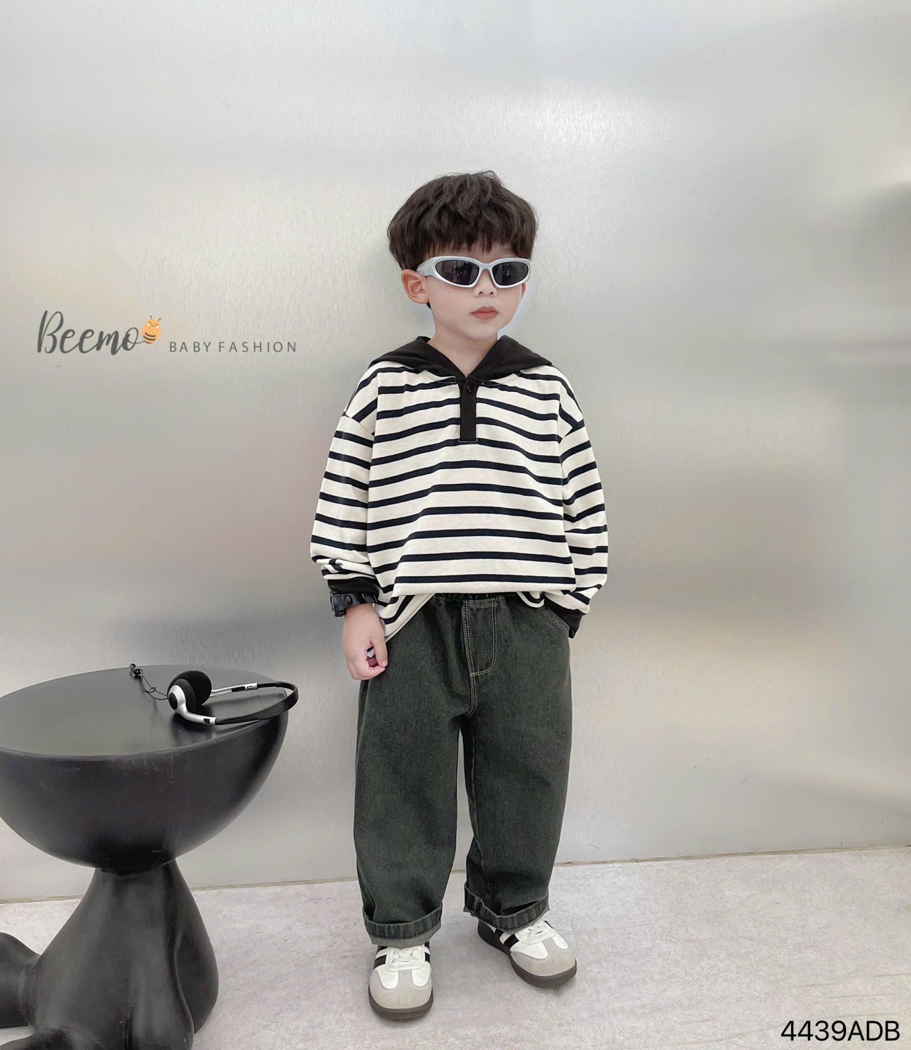 BEEMO_ÁO HOODIE KẺ NGANG CHO BÉ TRAI