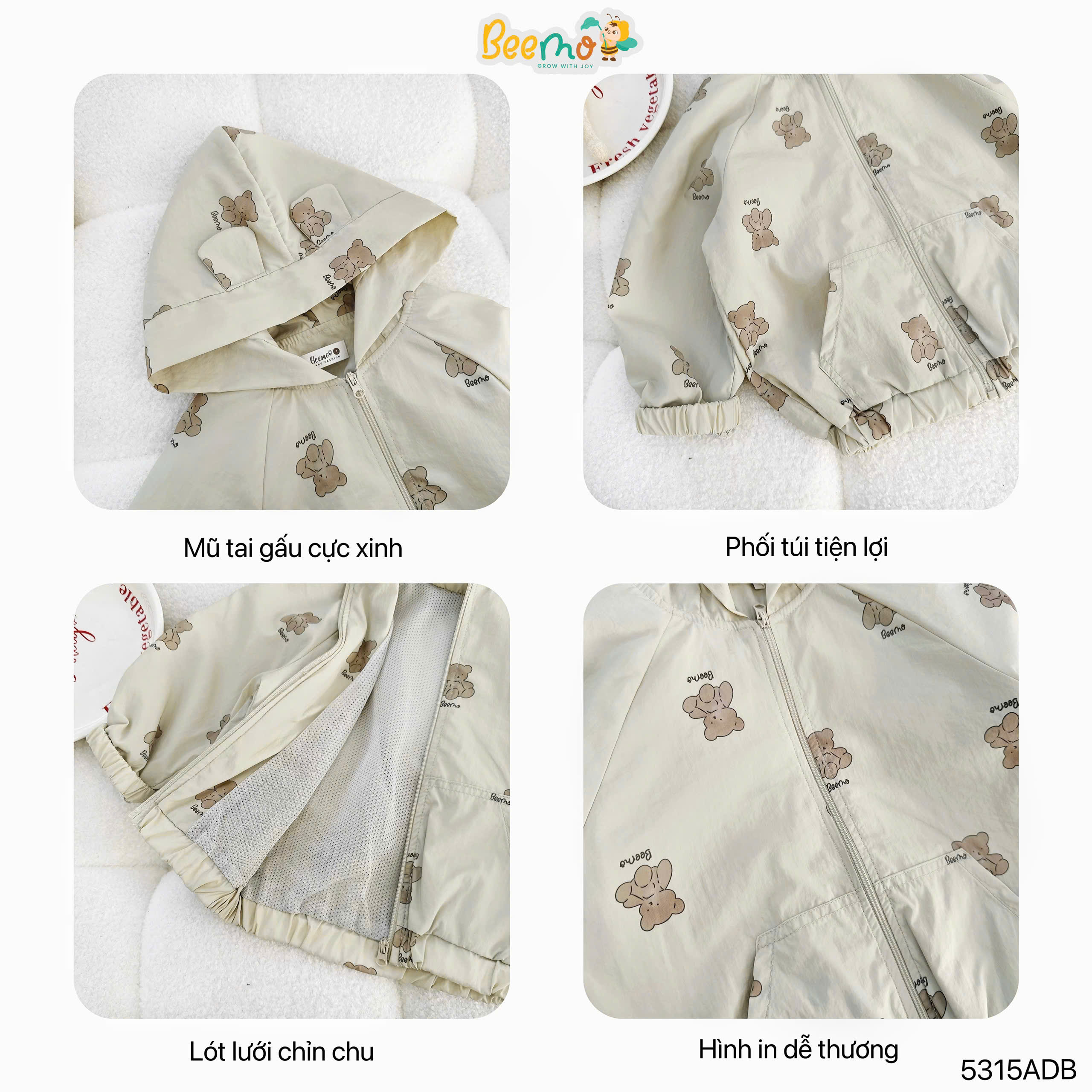 ÁO GIÓ IN TRÀN GẤU DỄ THƯƠNG – MẪU MỚI NHẤT NHÀ BEEMO