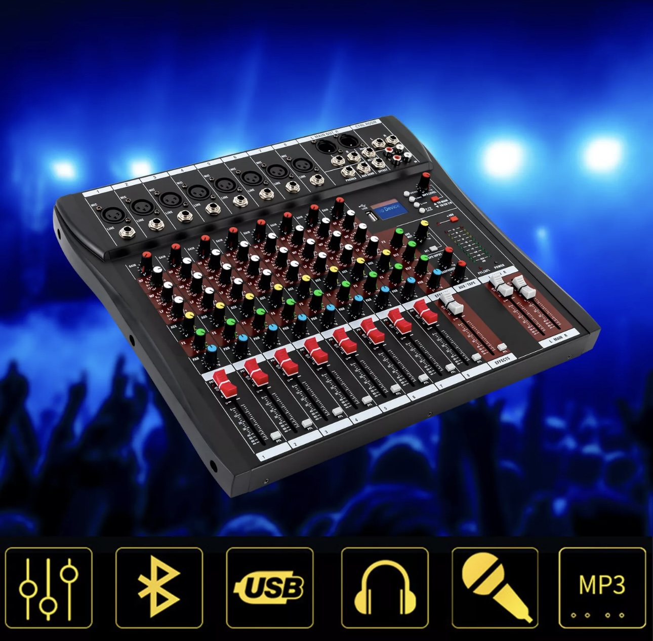 Mixer Pro 8 Channel Bluetooth Studio Audio Hàng Xuất USA