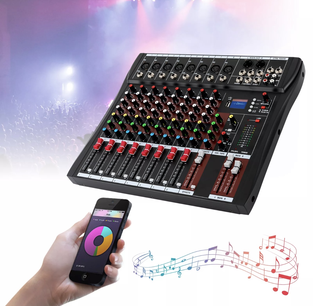 Mixer Pro 8 Channel Bluetooth Studio Audio Hàng Xuất USA