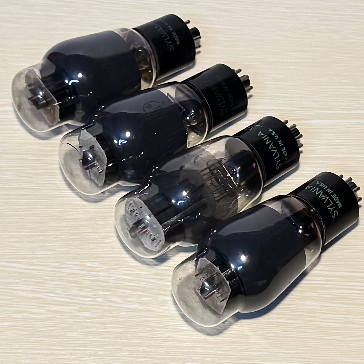 Bóng Đèn Sylvania 6L6G. 4 Rare 6L6G Sylvania Tube Black Plate Gray Glass