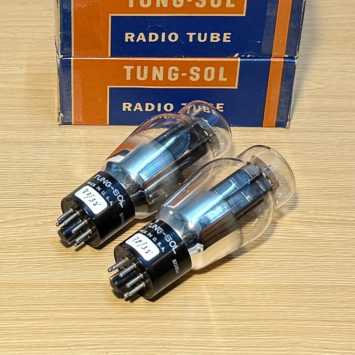 Matche Pair Tung-Sol 6B4G Tube Hanging Black Plate Foil Getter Tested 100%