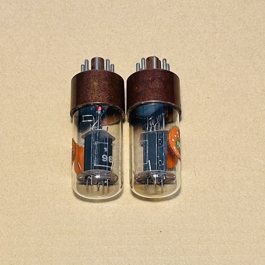 Two, Marconi B36/12SN7 Brown Base D Getter Valve tube 12SN7GT