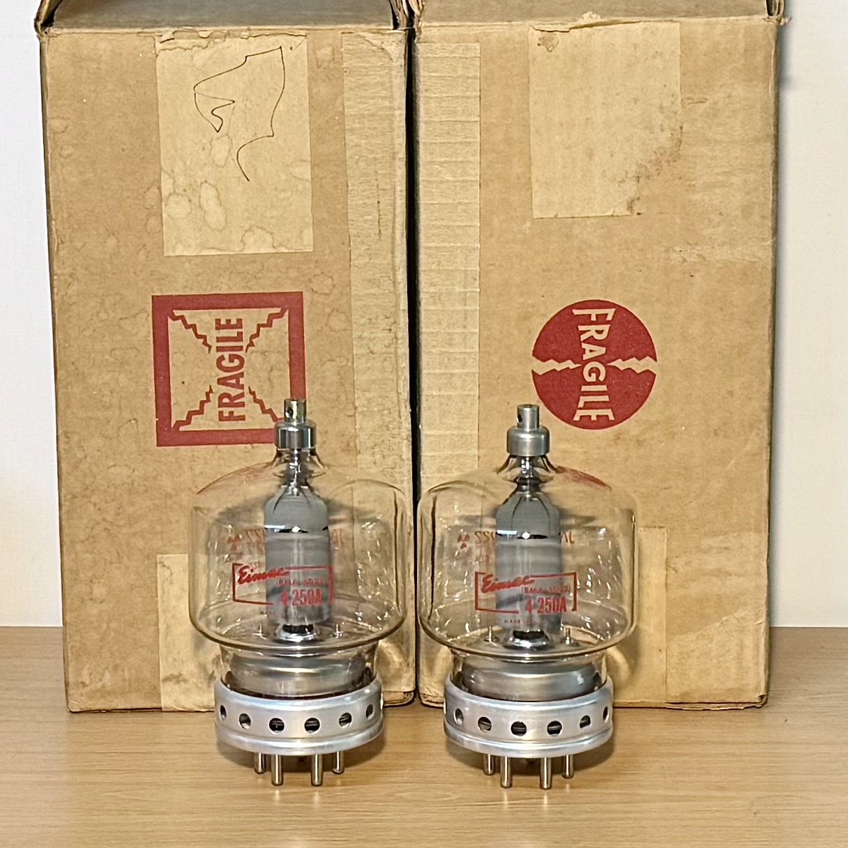 Pair Eimac 4-250 JAN 5D22 Tube New Open Box Made in USA 1962