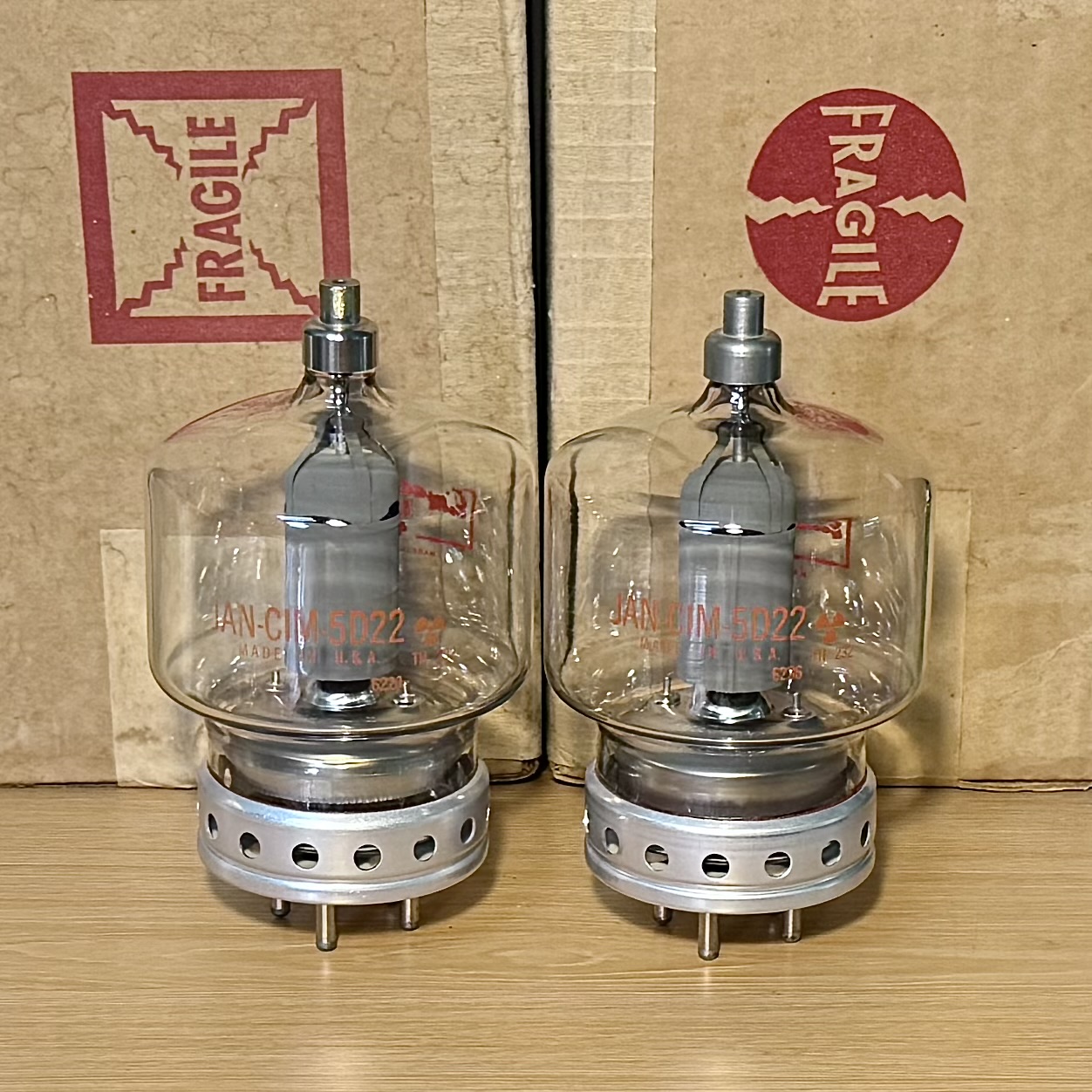 Pair Eimac 4-250 JAN 5D22 Tube New Open Box Made in USA 1962