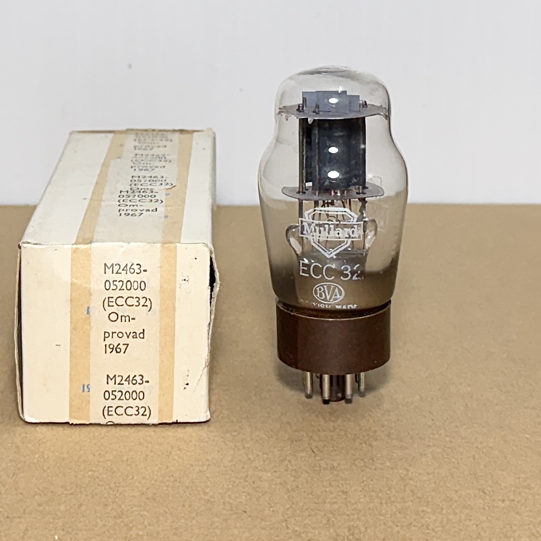 Mullard ECC32 CV181 Brown Base Valve Tube Eq B65 6SN7G CV1988  New in Box (V1)