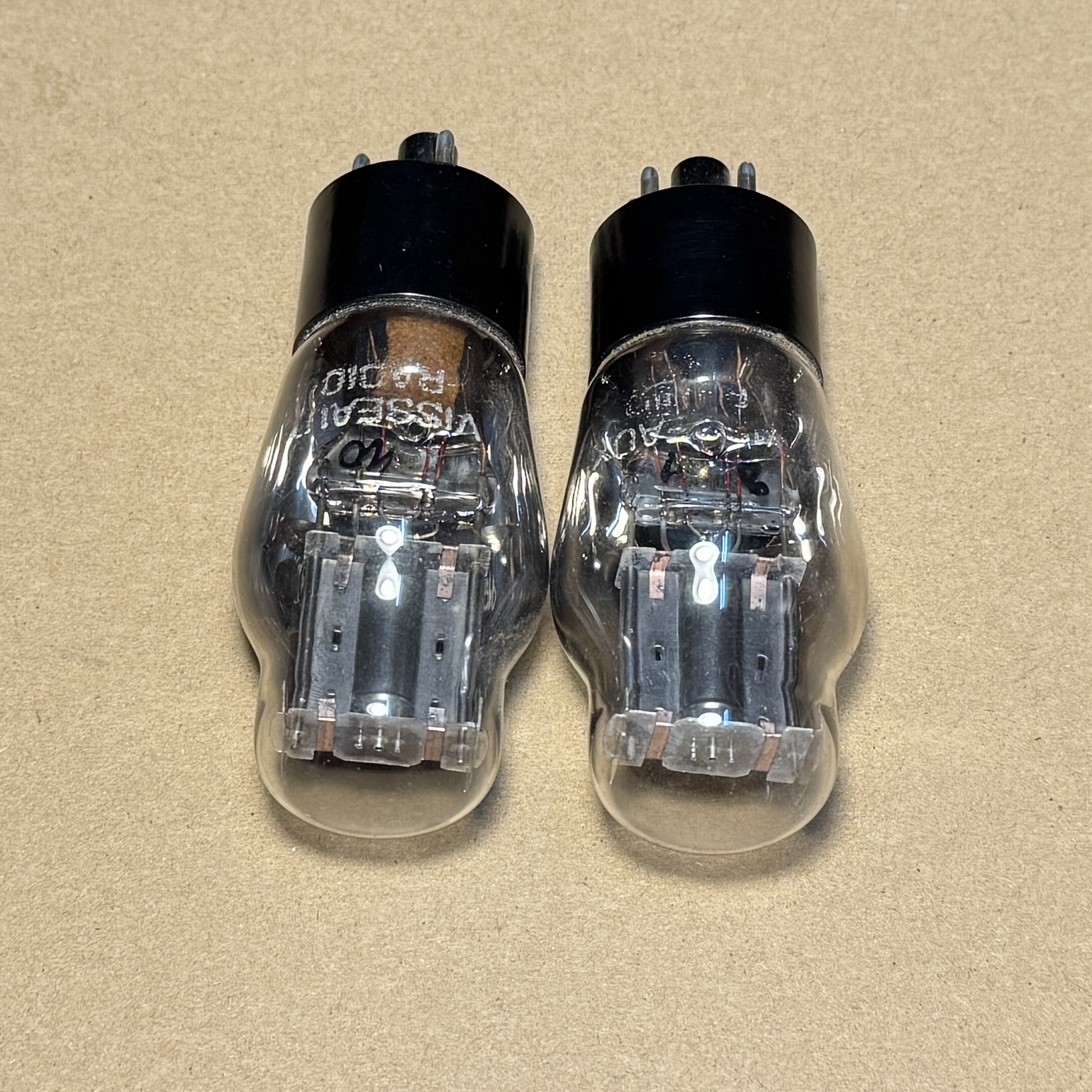 2Pc Vissaux L63 6J5G Grey Glass Foil Getter Vacuum Tube Valve Made in France