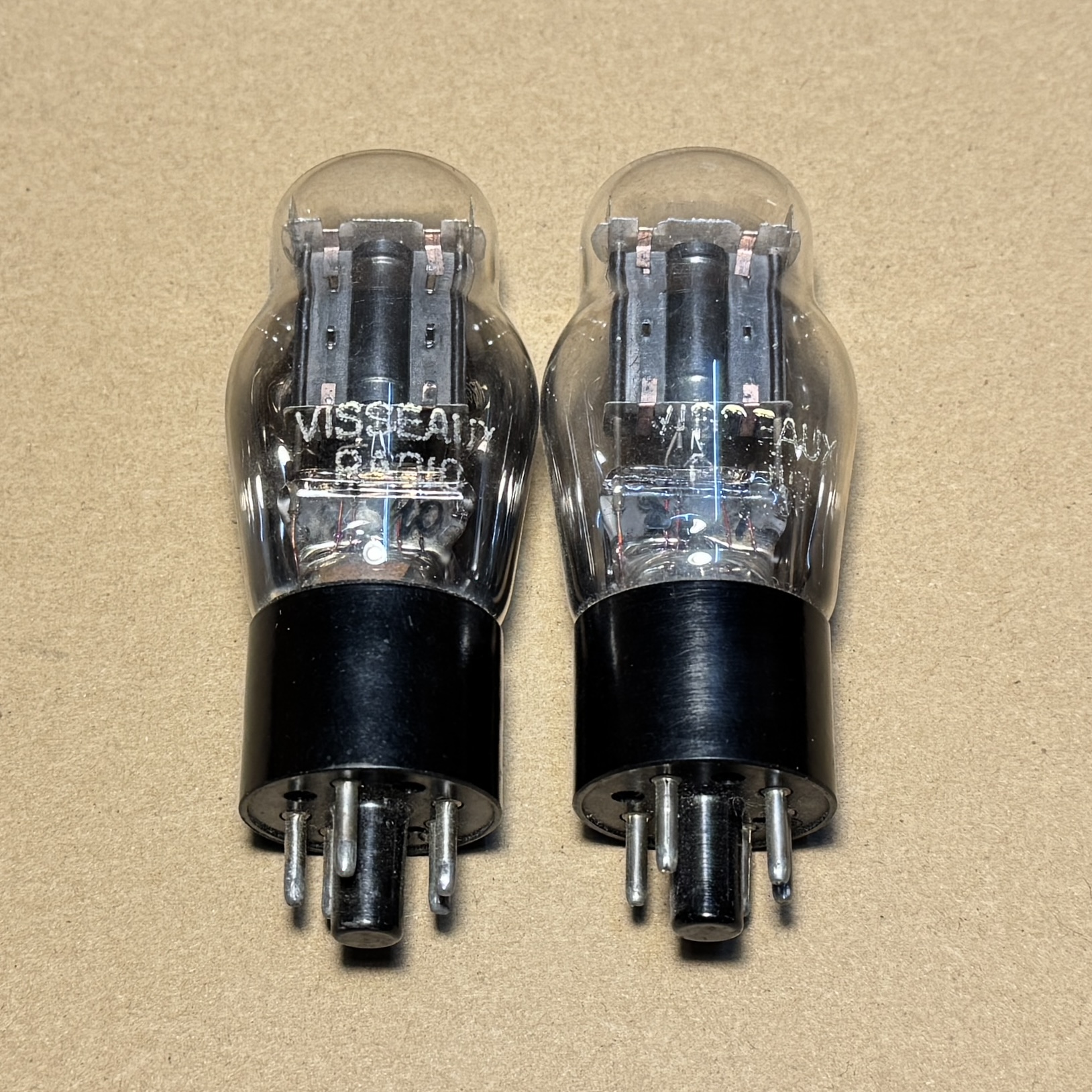 2Pc Vissaux L63 6J5G Grey Glass Foil Getter Vacuum Tube Valve Made in France