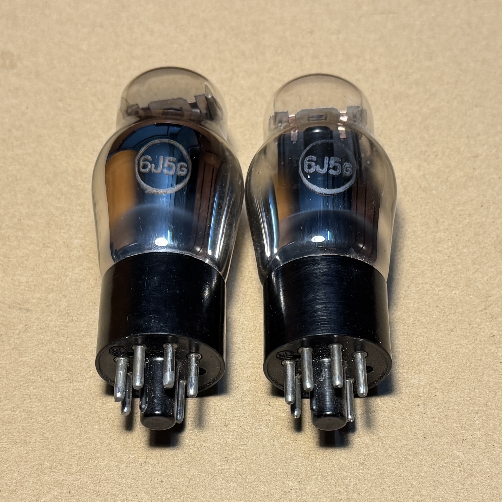 2Pc Vissaux L63 6J5G Grey Glass Foil Getter Vacuum Tube Valve Made in France