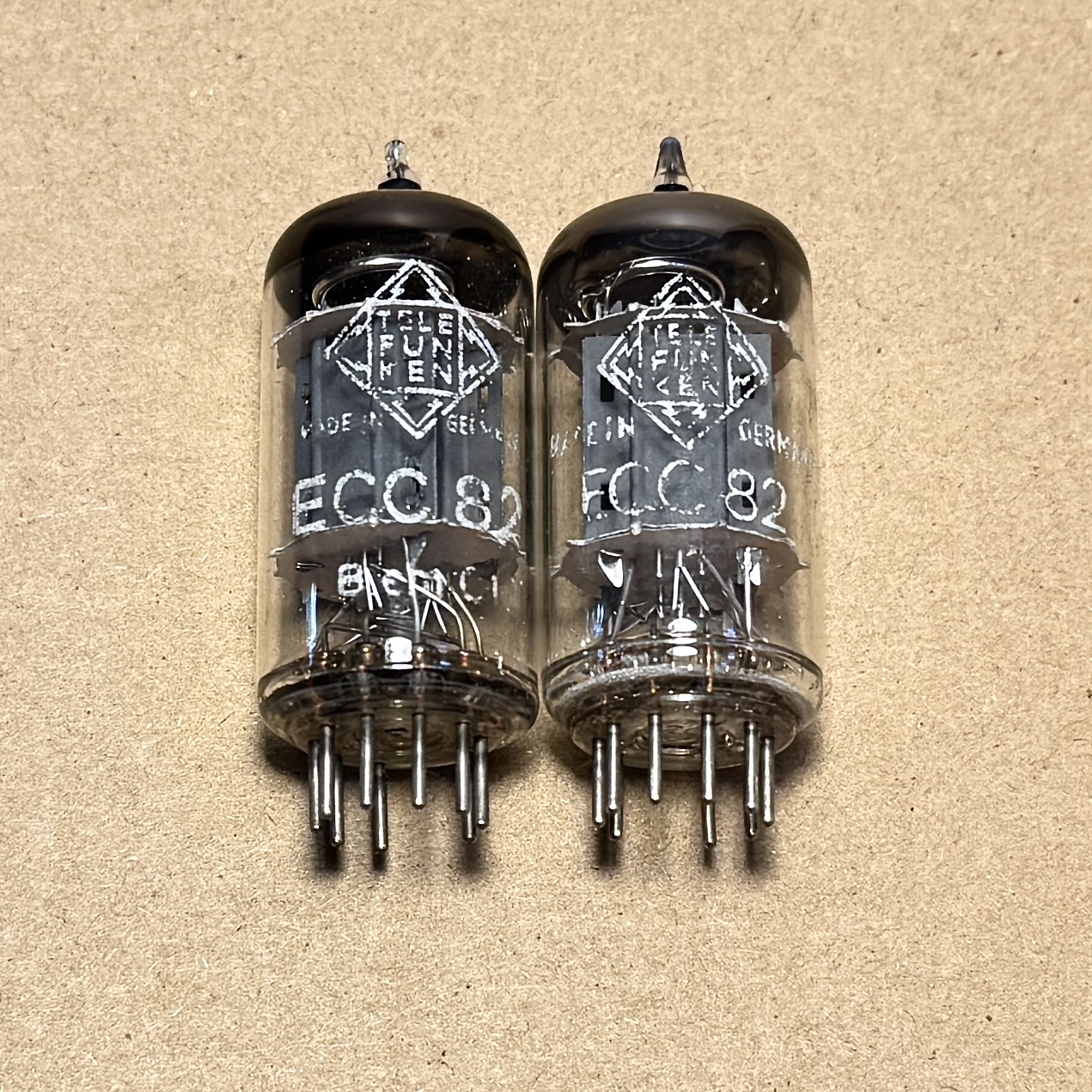 1Pair Telefunken ECC82 12AU7 Diamond Bottom logo Tested Strong