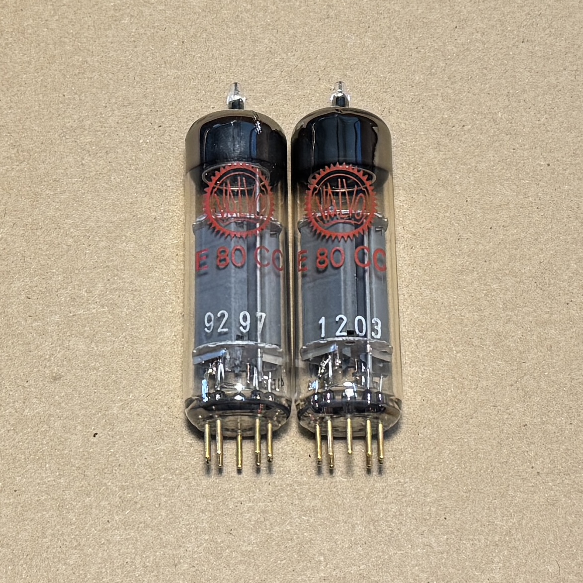 1Pair Valvo E80CC 12AU7 6085 Gold Pin Halo Getter Vacuum Tube (D2)