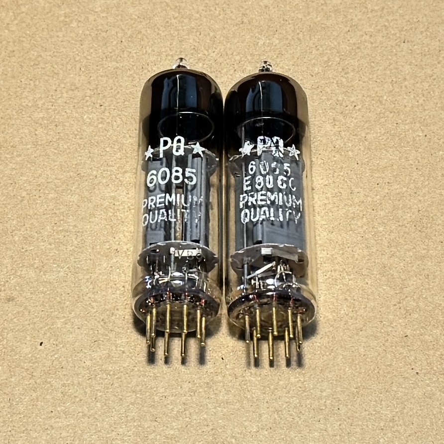1Pair Amperex 6085 12AU7 E80CC Gold Pin Halo Getter Vacuum Tube (D3)