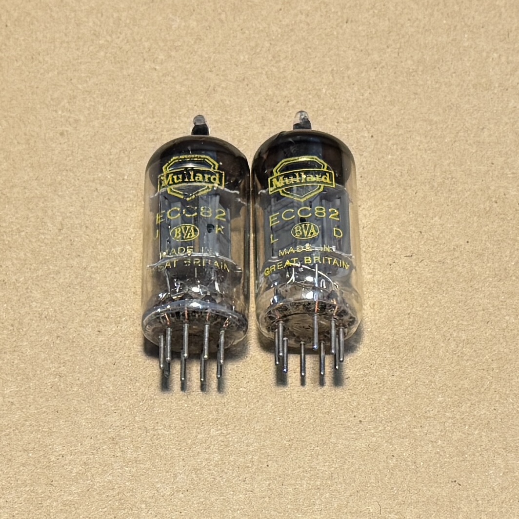 2pc Mullard ECC82 Logo Yellow O Getter 12AU7 Valves Tube