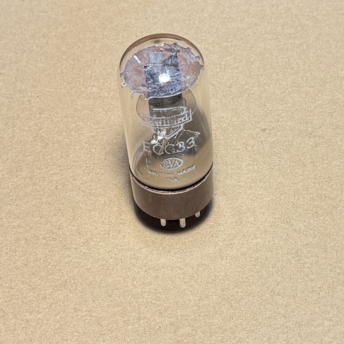 1x Mullard ECC33 Brown  Base Valve Tubes 1950 Eq B65 6SN7GT ECC32 CV181 (Code 1324 E4)