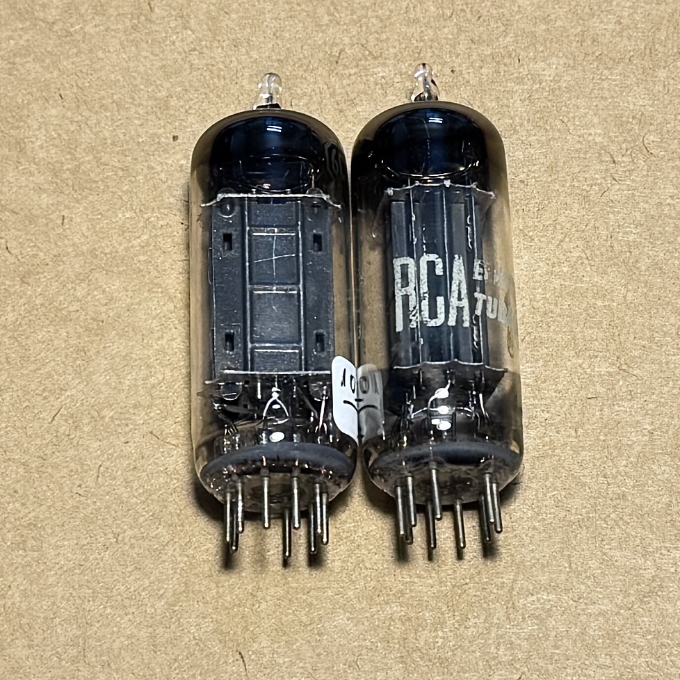 2Pcs RCA 6CG7 Tấm Đen Dài ( D getter ). Bóng Đèn RCA 6CG7 Đã Test Rất Mạnh