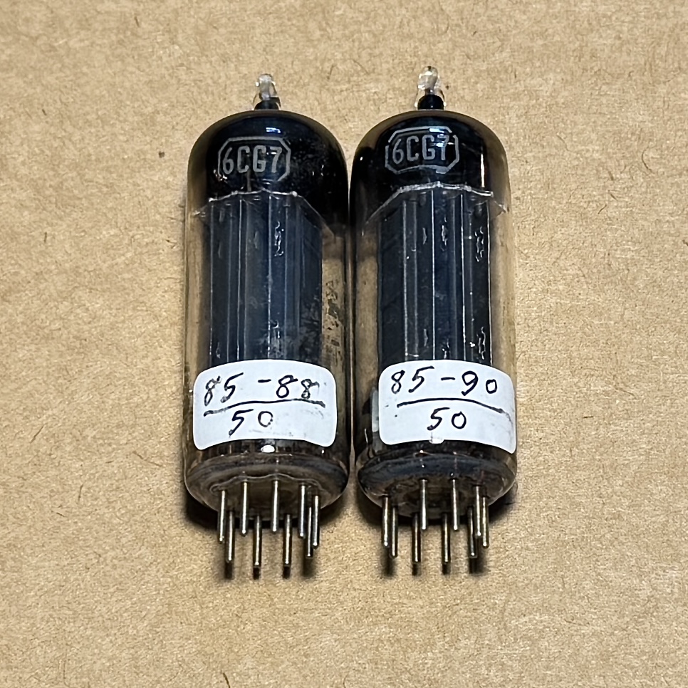 2Pcs RCA 6CG7 Tấm Đen Dài ( D getter ). Bóng Đèn RCA 6CG7 Đã Test Rất Mạnh