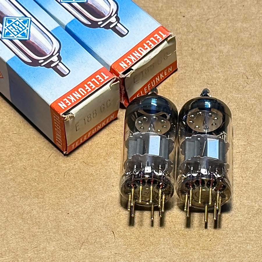 Bóng Đèn E188CC Telefunken. Matched Pair Telefunken E188CC E88CC Gold Pin Nos Nib