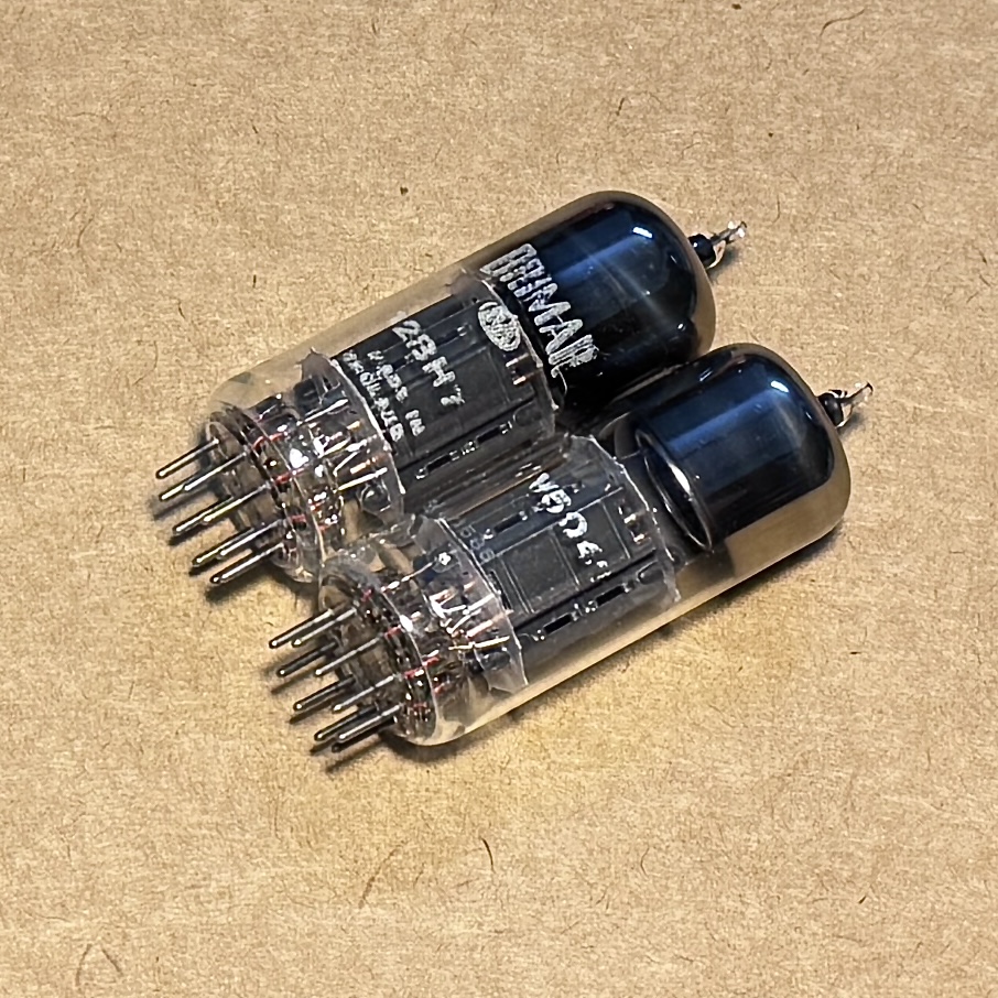 2Pcs Brimar 12BH7 CV5042 Long Plat Black Plate Tested TV7. Bóng Đèn Brimar 12BH7 CV5042.