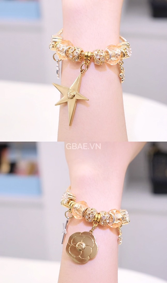 Vòng Tay CHANEL Gift Hãng Fullbox Kèm Charm Vàng