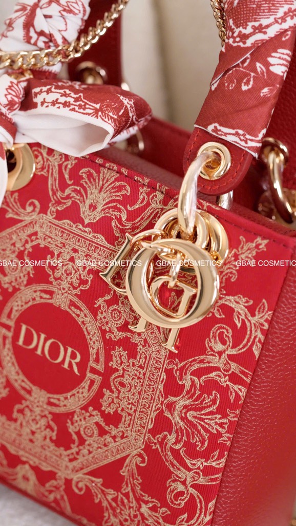 Túi DIOR custom hoạ tiết Holiday Limited dáng Lady size 25cm fullbox túi giấy hãng